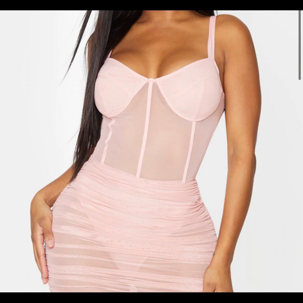 Shape Dusty Pink Binding Bodycon PLT Dress